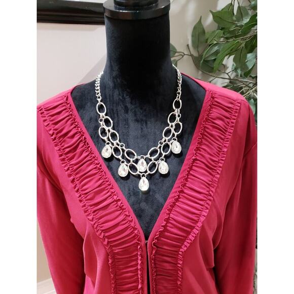 Julian Taylor Women Pink Long Sleeve V Neck Open Front Cardigan Sweater Size 22W - Picture 2 of 12